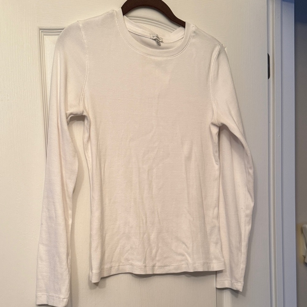 Dynamite Ribbed White Long Sleeve Top (size large)